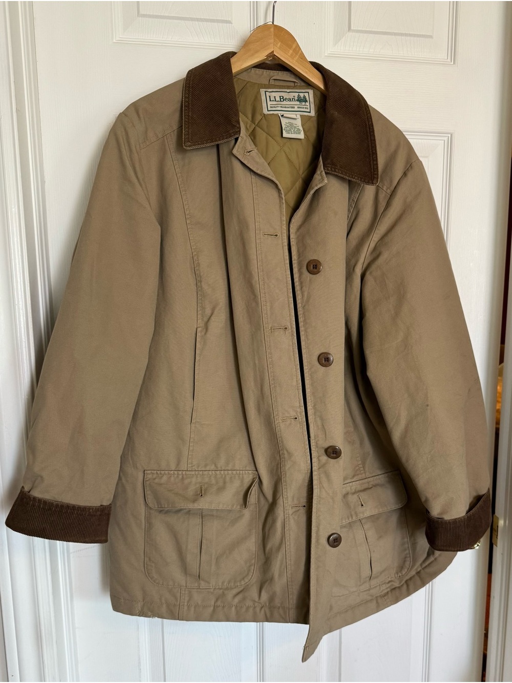 Vintage L.L. Bean Cotton Canvas  Field Jacket with Brown Corduroy Trim (Women’s)